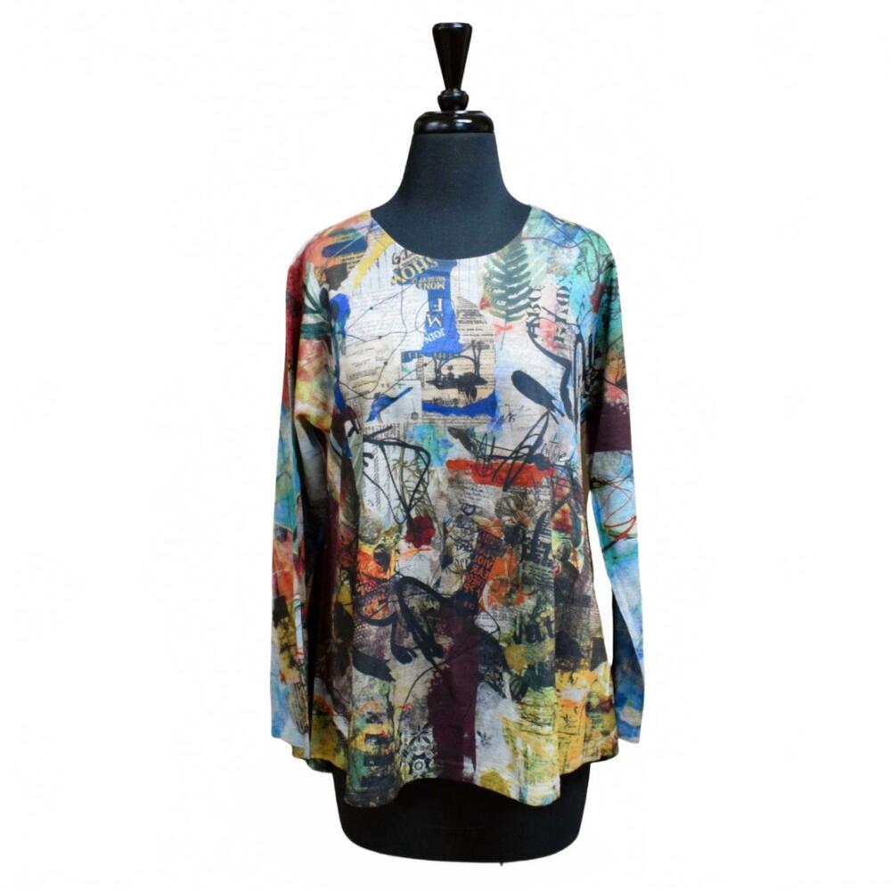 NEW INOAH women's journalism a-line crewneck tee in multi
